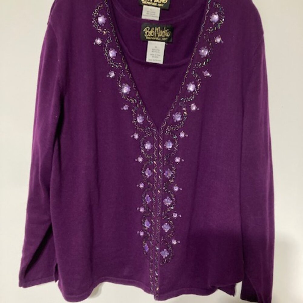 Bob Mackie Wearable Art Cardigan Sweater with Tank – Used